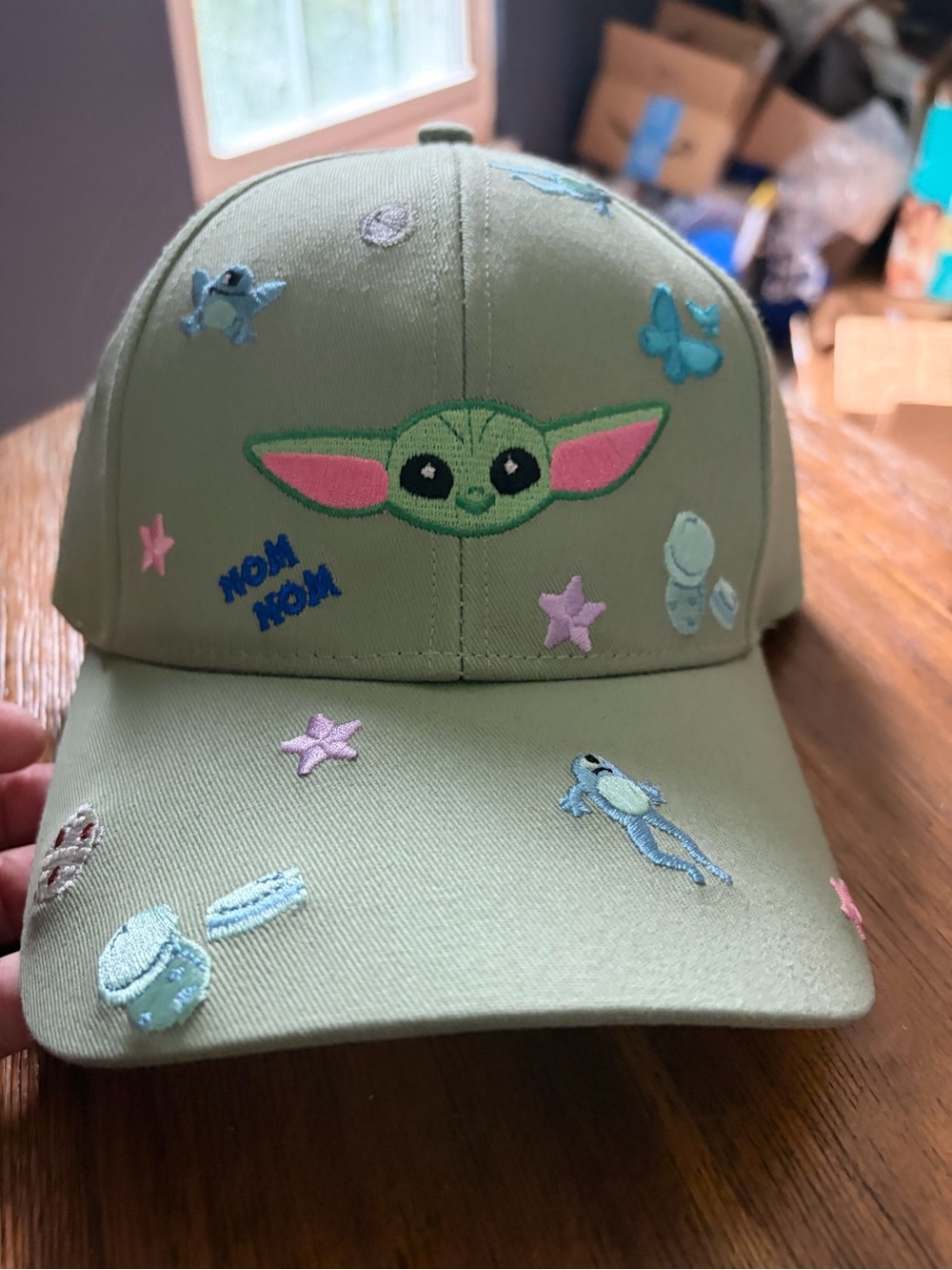 Disney Green Grogu Embroidered Baseball Hat with Pink Accents